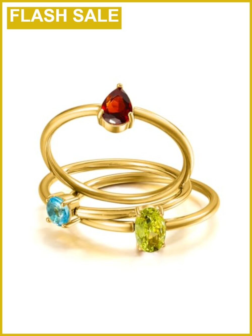 14K Gold Plated Stackable Rings Cubic Zirconia Engagement Ring Set